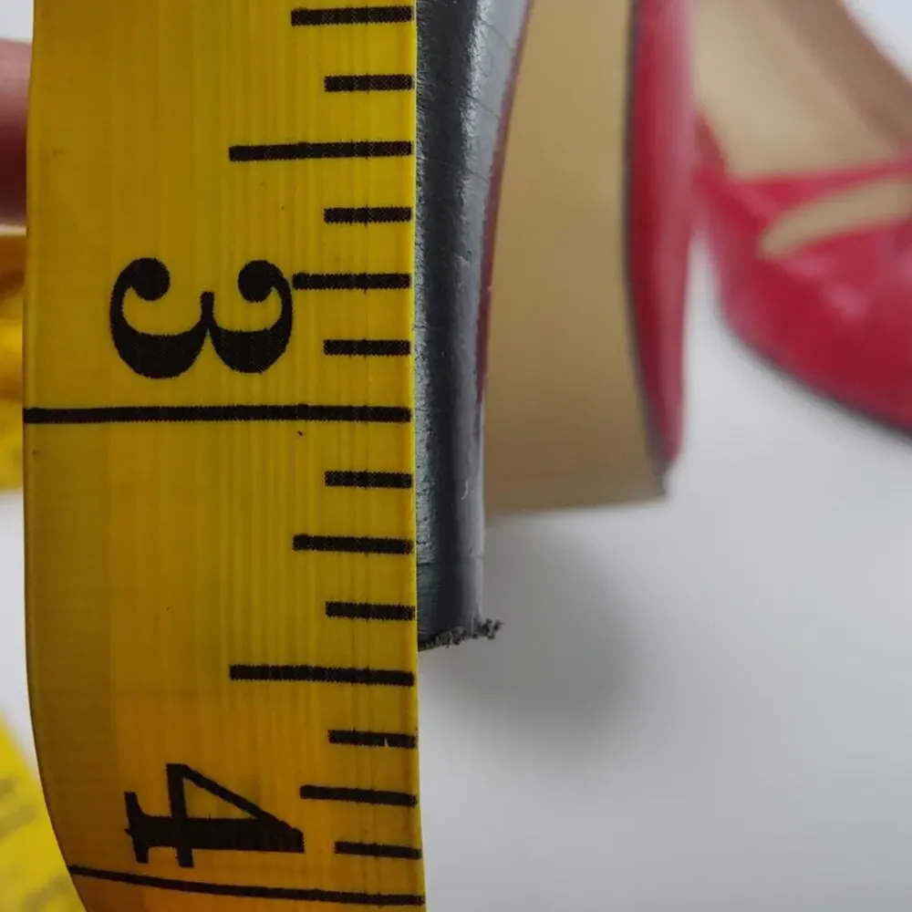 Red leather Peep toe pumps sz 8 by Karen Scott